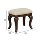 Cali 19 Inch Vanity Stool Cushioned Carved Design Cherry Brown Gold By Casagear Home BM316140