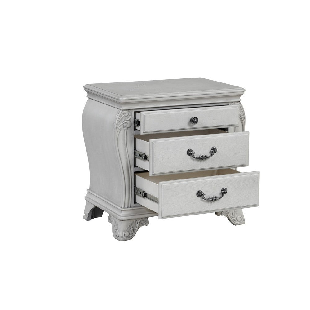 Api 29 Inch Nightstand 3 Drawers 2 Drop Handles Classic Mist Gray By Casagear Home BM316141