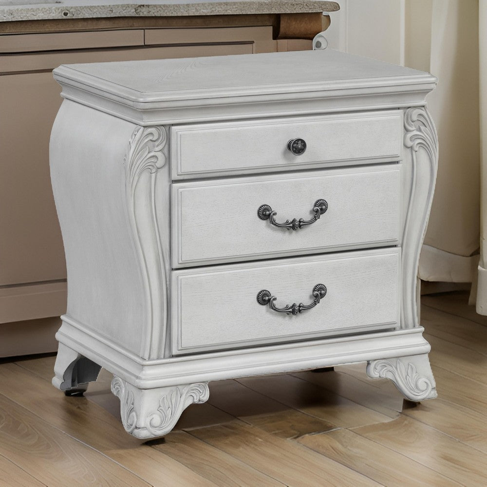 Api 29 Inch Nightstand, 3 Drawers, 2 Drop Handles, Classic Mist Gray By Casagear Home