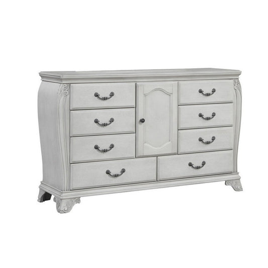 Api 66 Inch Wide Dresser, 8 Drawers, 1 Cabinet, Drop Handles, Mist Gray By Casagear Home