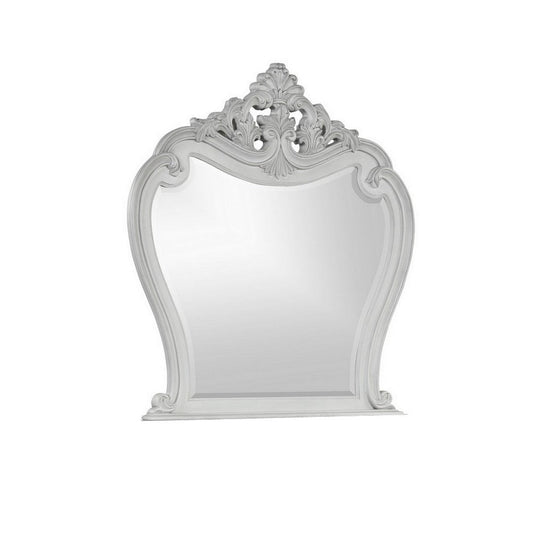 Api 45 x 50 Dresser Mirror, Beveled, Carved Crown Top, Mist Gray Finish By Casagear Home