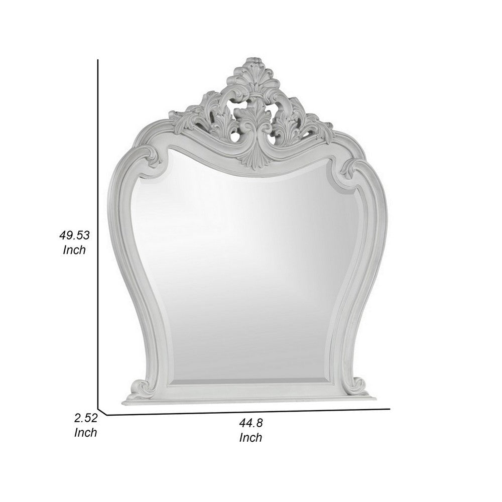 Api 45 x 50 Dresser Mirror Beveled Carved Crown Top Mist Gray Finish By Casagear Home BM316143