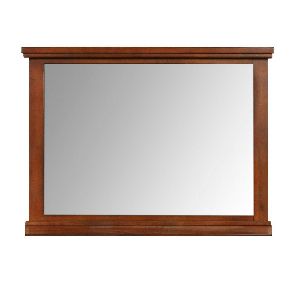 Lan 40 x 47 Dresser Mirror Rectangular Tempered Glass Classic Brown By Casagear Home BM316147