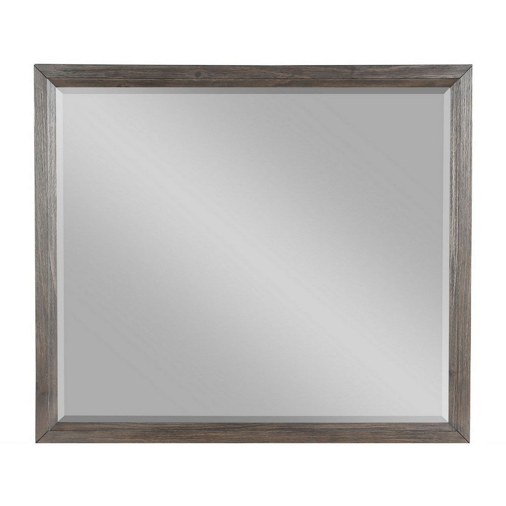 Wali 38 x 44 Dresser Mirror Beveled Rectangular Tempered Glass Gray By Casagear Home BM316149