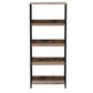 57 Inch Bookshelf 4 Open Shelves Black Steel Frame Brown Wood Finish By Casagear Home BM316211