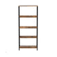 57 Inch Bookshelf 4 Open Shelves Black Steel Frame Brown Wood Finish By Casagear Home BM316211