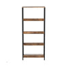 57 Inch Bookshelf 4 Open Shelves Black Steel Frame Brown Wood Finish By Casagear Home BM316211