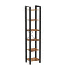 Nyx 74 Inch Bookshelf 6 Tier Storage Shelves Black Steel Brown Wood By Casagear Home BM316212