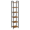 Nyx 74 Inch Bookshelf 6 Tier Storage Shelves Black Steel Brown Wood By Casagear Home BM316212