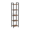 Nyx 61 Inch Bookshelf 5 Tier Storage Shelves Black Steel Brown Wood By Casagear Home BM316213