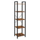 Nyx 61 Inch Bookshelf 5 Tier Storage Shelves Black Steel Brown Wood By Casagear Home BM316213