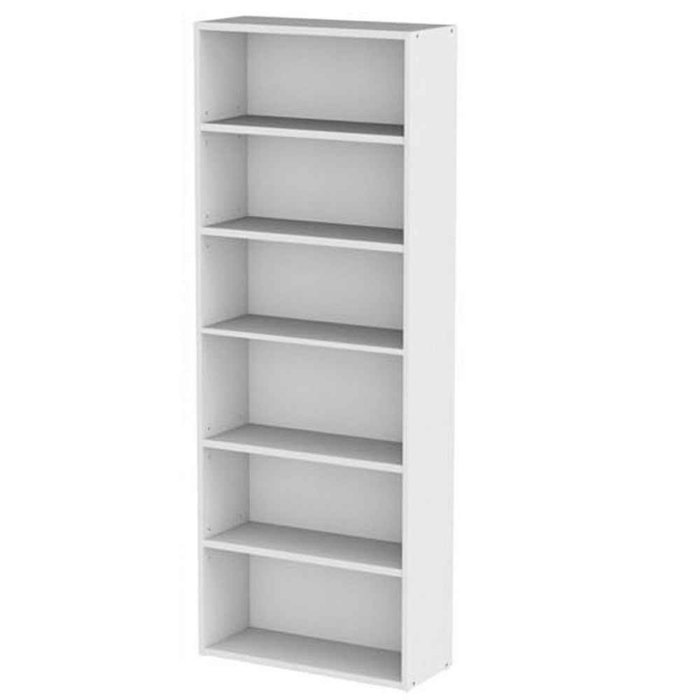 Myx 63 Inch Modern Bookcase 6 Tier Storage Shelves White Wood Finish By Casagear Home BM316214