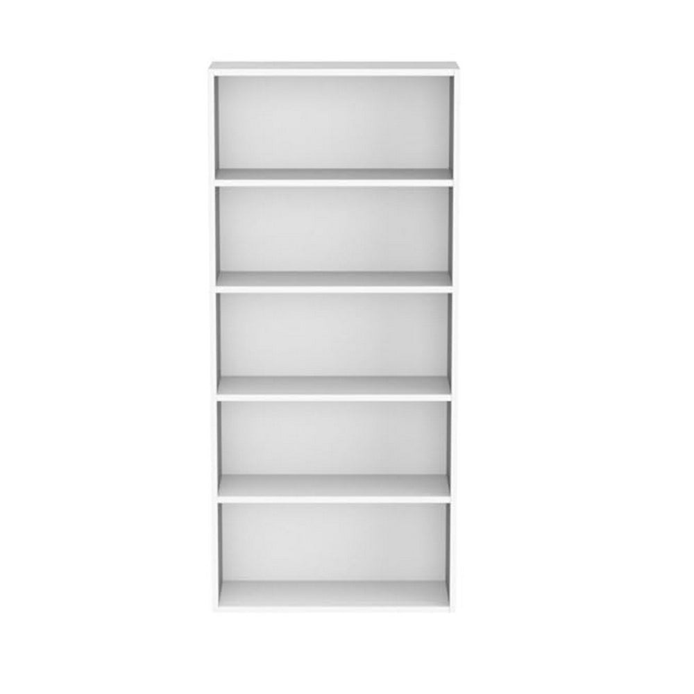 Myx 57 Inch Modern Bookcase 5 Tier Storage Shelves White Wood Finish By Casagear Home BM316215