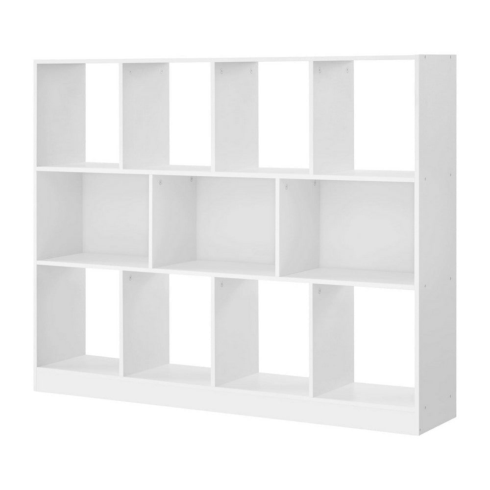 50 Inch Modern Bookcase with Cube Storage Cubby Shelves White Wood By Casagear Home BM316216