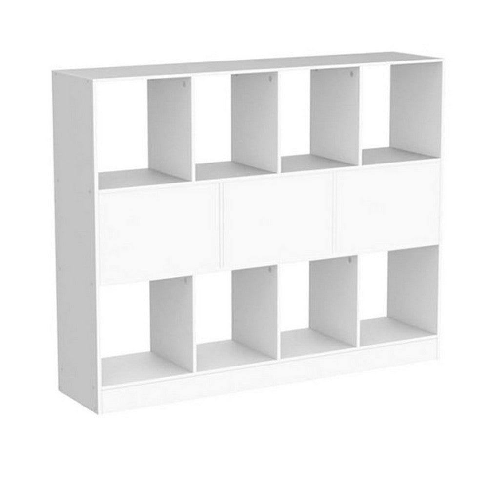 50 Inch Modern Bookcase with Cube Storage Cubby Shelves White Wood By Casagear Home BM316216