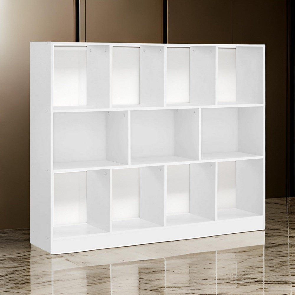 50 Inch Modern Bookcase with Cube Storage Cubby Shelves White Wood By Casagear Home BM316216