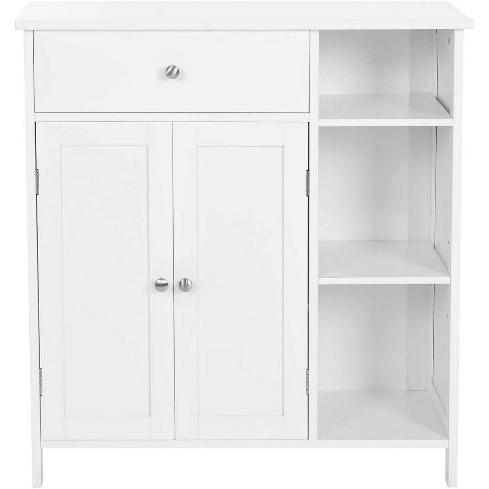 31 Inch Bathroom Linen or Kitchen Cabinet Open Shelves Storage White By Casagear Home BM316219