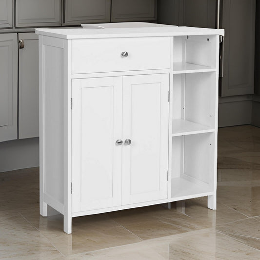 31 Inch Bathroom Linen or Kitchen Cabinet, Open Shelves Storage, White By Casagear Home