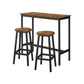 3pc Counter Height Table Set with 2 Stools Brown Round Seats Black Steel By Casagear Home BM316220