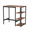 43 Inch Bar Table with 3 Shelves Rectangular Brown Wood Top Black Steel By Casagear Home BM316223