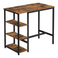 43 Inch Bar Table with 3 Shelves Rectangular Brown Wood Top Black Steel By Casagear Home BM316223