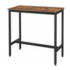 Gyn 39 Inch Counter Height Side Table Brown Rectangular Wood Black Steel By Casagear Home BM316225