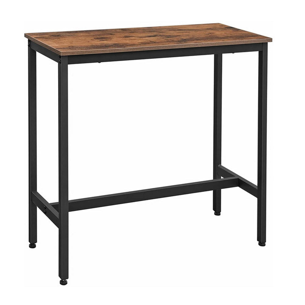 Gyn 39 Inch Counter Height Side Table Brown Rectangular Wood Black Steel By Casagear Home BM316225