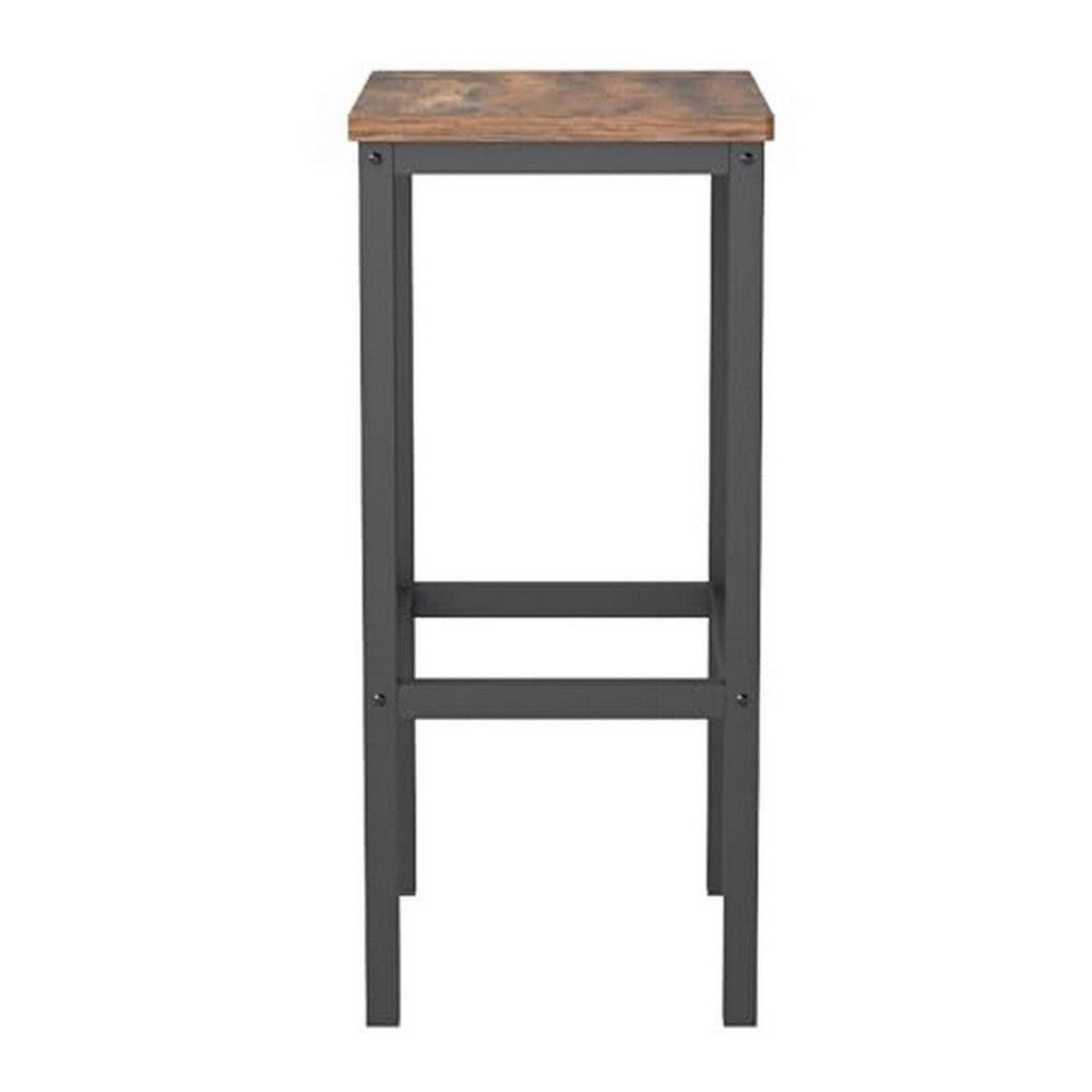 Gyn 26 Inch Counter Height Stool Set of 2 Brown Wood Seat Black Steel By Casagear Home BM316226