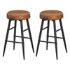 Laxy 25 Inch Counter Stool Set of 2 Brown Faux Leather Round Seat Black By Casagear Home BM316228