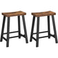 26 Inch Counter Height Stool Set of 2 Brown Saddle Seat Black Steel Frame By Casagear Home BM316229