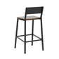 Mexy 29 Inch Barstool Chair Set of 2 Sleek Black Metal Frame Brown Wood By Casagear Home BM316232