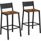 Mexy 29 Inch Barstool Chair Set of 2 Sleek Black Metal Frame Brown Wood By Casagear Home BM316232