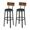 30 Inch Barstool Chair Set of 2 Brown Wood Panel Back Round Black Steel By Casagear Home BM316233