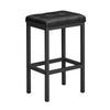 24 Inch Counter Stool Set of 2 Black Faux Leather Square Padded Steel By Casagear Home BM316234