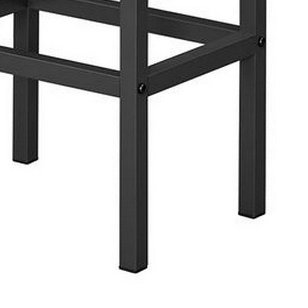 24 Inch Counter Stool Set of 2 Black Faux Leather Square Padded Steel By Casagear Home BM316234