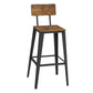 29 Inch Industrial Barstool Chair Set of 2 Panel Back Brown Black Steel By Casagear Home BM316235