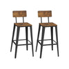 29 Inch Industrial Barstool Chair Set of 2 Panel Back Brown Black Steel By Casagear Home BM316235