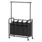 68 Inch Laundry Sorter 4 Baskets Hanging Bar Caster Wheel Black Finish By Casagear Home BM316237