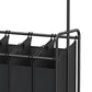 68 Inch Laundry Sorter 4 Baskets Hanging Bar Caster Wheel Black Finish By Casagear Home BM316237