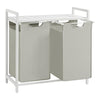 Nabi 29 Inch Laundry Basket 2 Pull Out and Removable Bags Metal White By Casagear Home BM316238