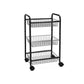 Navi 28 Inch Rolling Cart 3 Shelves Metal Frame Caster Wheels Black By Casagear Home BM316247