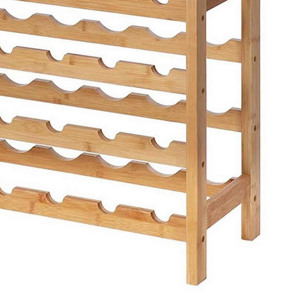 37 Inch Wine Rack 7 Tier Display Storage Shelves Natural Brown Finish By Casagear Home BM316250