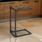 24 Inch End Table, C Shaped Metal Frame, Square Wood Top, Black Finish By Casagear Home