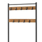 69 Inch Clothing Rack 3 Shelves 9 Hooks Square Seat Black Metal Brown By Casagear Home BM316254