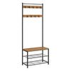 69 Inch Clothing Rack 3 Shelves 9 Hooks Square Seat Black Metal Brown By Casagear Home BM316254