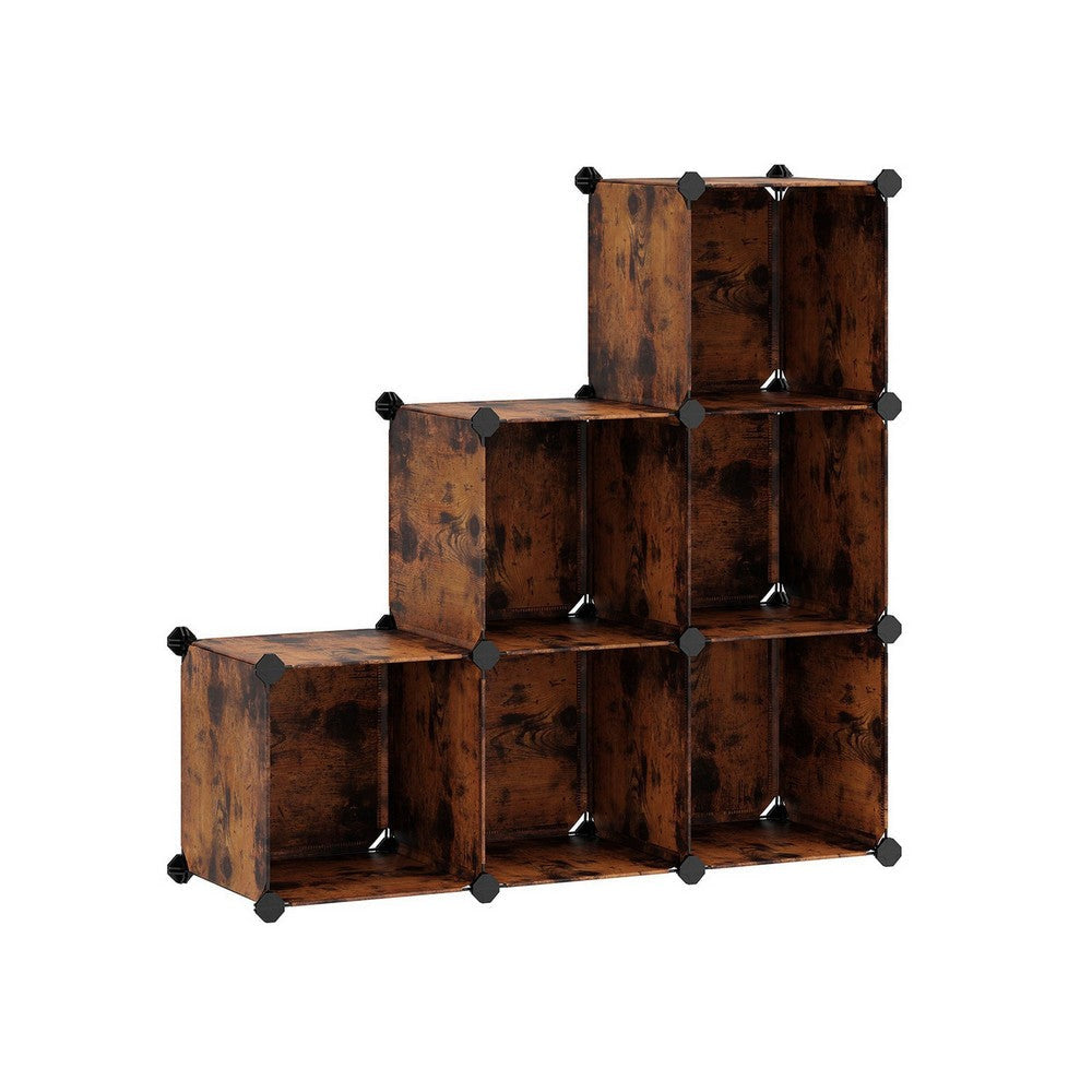 Coki 38 Inch Storage Organizer 6 Cube Cubbie Shelves Black Brown Finish By Casagear Home BM316257