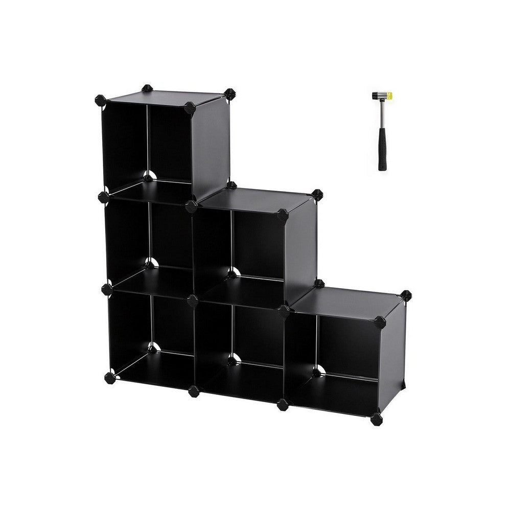 Coki 38 Inch Storage Closet Organizer 6 Cube Cubbie Shelves Black Finish By Casagear Home BM316258