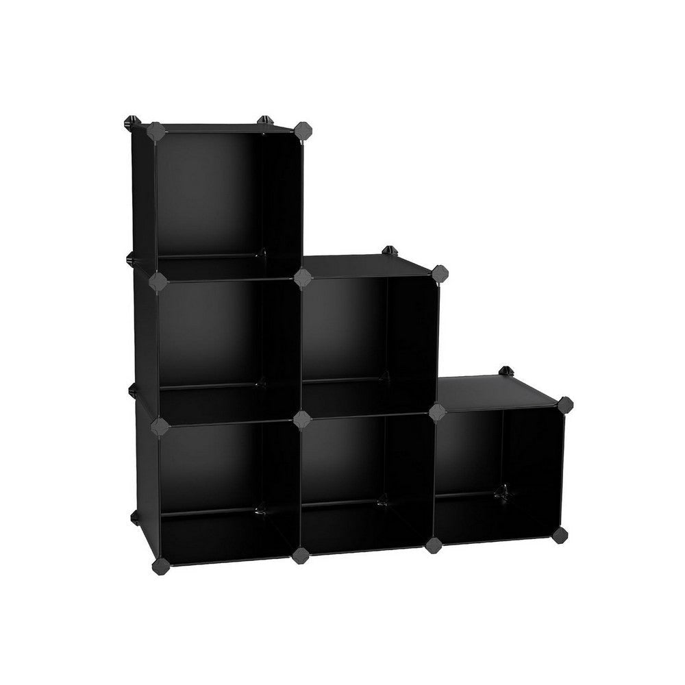 Coki 38 Inch Storage Closet Organizer 6 Cube Cubbie Shelves Black Finish By Casagear Home BM316258