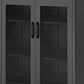 Dobi 41 Inch Storage Buffet Cabinet Double Doors 2 Handles Charcoal Gray By Casagear Home BM316259