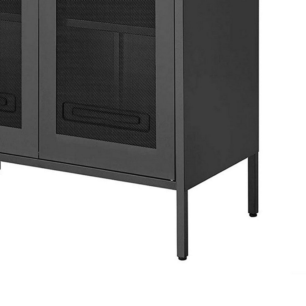 Dobi 41 Inch Storage Buffet Cabinet Double Doors 2 Handles Charcoal Gray By Casagear Home BM316259